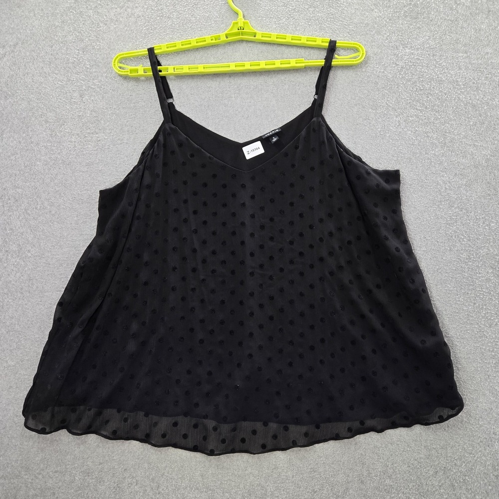 Torrid Women Blouse 3 Black Nylon Polyester Polka‎ Dot Chiffon Cami Tank Sheer